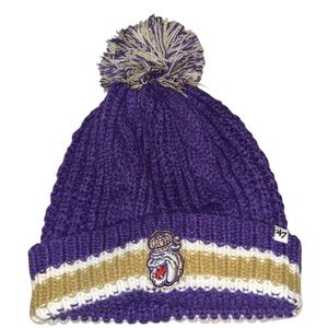 Women 47’ Brand JAMES MADISON DUKES purple knit beanie hat